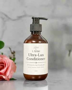 Less & Lavish Ultra-Lux Conditioner for women – natural deep conditioner for high porosity or damaged hair with coconut oil, broccoli seed oil, and quinoa protein