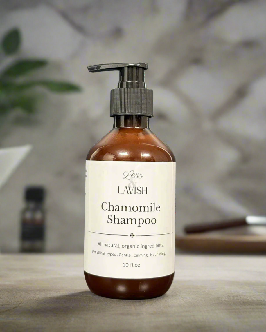 Less & Lavish Chamomile Shampoo for men – natural shampoo for itchy, sensitive scalp with chamomile, aloe, and apple cider vinegar