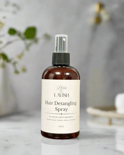 Less & Lavish Hair Detangling Spray for women – all natural leave-in spray for easy combing, frizz control, and hydration with rose water and aloe