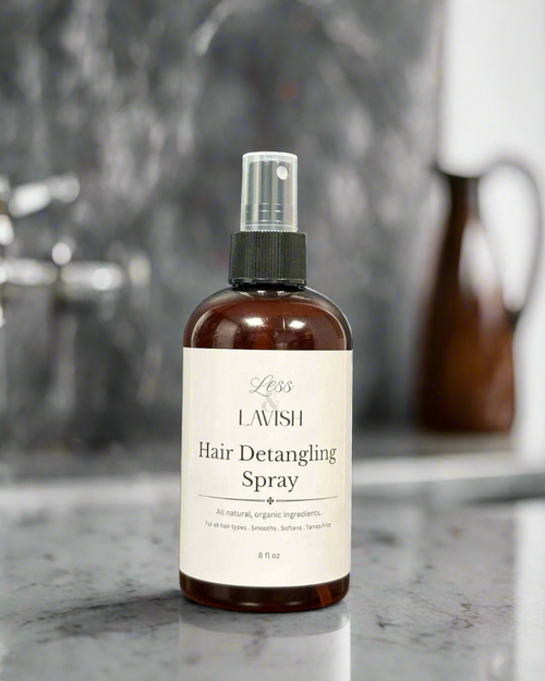 Less & Lavish Hair Detangling Spray for men – all natural leave-in spray for easy combing, frizz control, and hydration with rose water and aloe